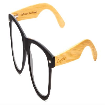 Coyote Woodie Designer Reading Glasses Black Silver Brown Bamboo Wood +2.00 52mm