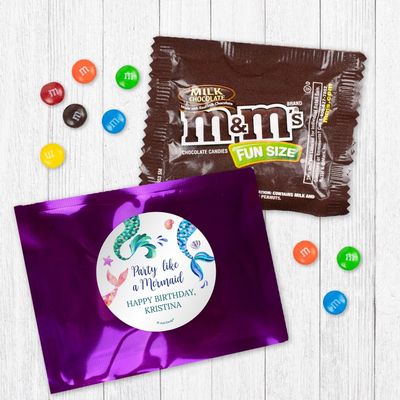 12ct Personalized Mermaid Birthday Party Favors Fun Size Candy Bags (12 Pack) - Purple Foil - (3 x 4in) Milk Chocolate, Party Supplies