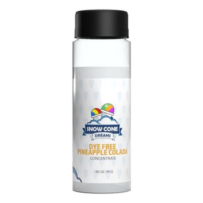 Dye Free Pineapple Colada Snow Cone and Shaved Ice Flavor Concentrate | 4oz | Add Sugar and Water To Make 1 Gallon of Syrup | Snow Cone Dreams