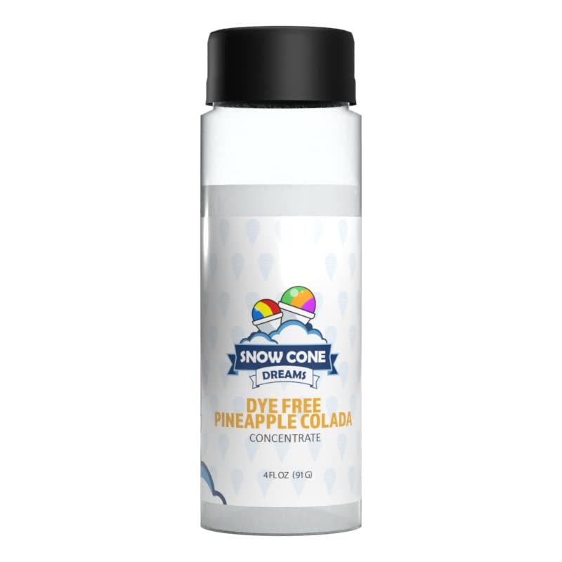 Dye Free Pineapple Colada Snow Cone and Shaved Ice Flavor Concentrate | 4oz | Add Sugar and Water To Make 1 Gallon of Syrup | Snow Cone Dreams