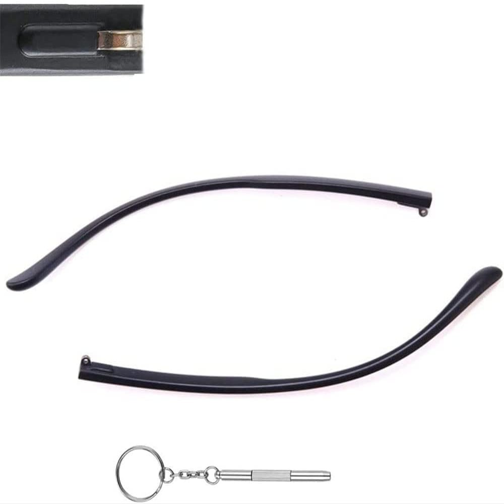 1 Pair Plastic Eyeglass Arms TR90 Glasses Replacement Temple Legs 4mm and 3-in-1 Screwdriver Glasses Repair Kits Single Flat Teeth
