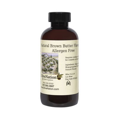 OliveNation Dairy Free Brown Butter Flavoring, Water Soluble from Natural Flavors, Dairy Free, Non-GMO, Gluten Free, Kosher, Vegan - 32 fl oz