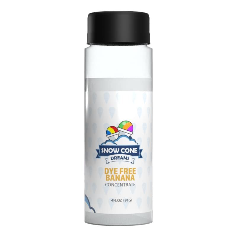 Dye Free Banana Snow Cone and Shaved Ice Flavor Concentrate | 4oz | Add Sugar and Water To Make 1 Gallon of Syrup | Snow Cone Dreams