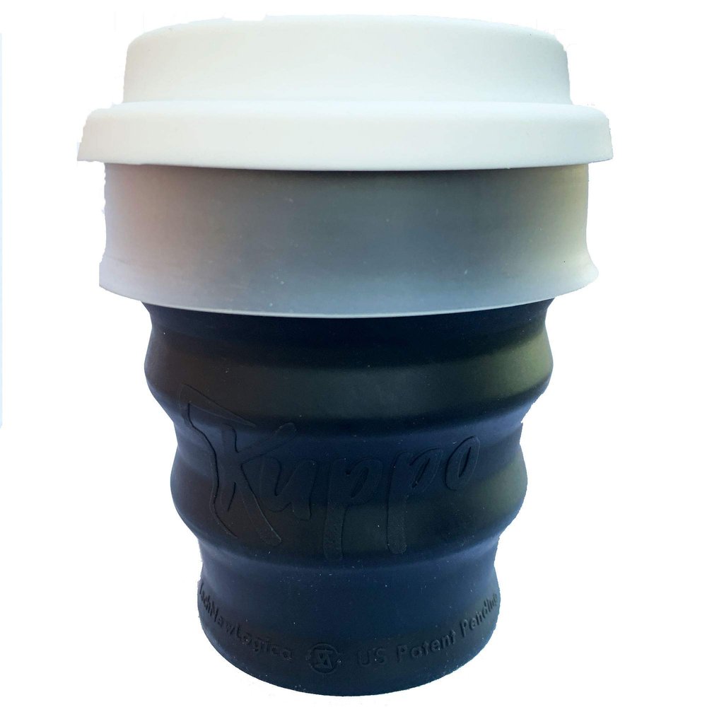 Kuppo Eco-friendly Compact Portable Lightweight Nontoxic Plastic-free Drinking Silicone Rubber Cup US Patented (Charcoal)