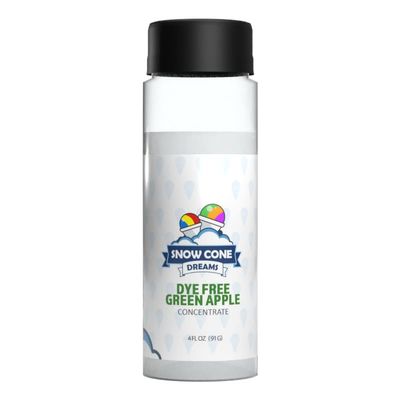 Dye Free Green Apple Snow Cone and Shaved Ice Flavor Concentrate | 4oz | Add Sugar and Water To Make 1 Gallon of Syrup | Snow Cone Dreams