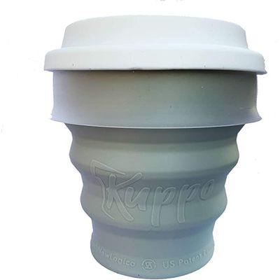 Kuppo Eco-friendly Compact Portable Lightweight Nontoxic Plastic-free Drinking Silicone Rubber Cup US Patented (Grey)