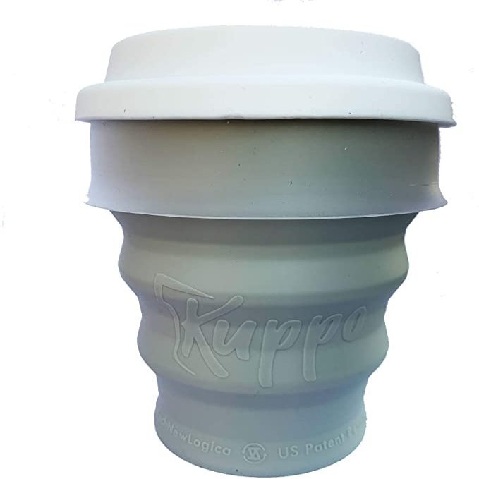 Kuppo Eco-friendly Compact Portable Lightweight Nontoxic Plastic-free Drinking Silicone Rubber Cup US Patented (Grey)