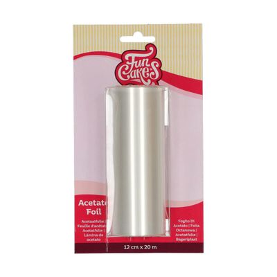FunCakes Acetate Foil: Foodsafe, Suitable for Chocolate, Suitable for Making Cheesecake and Bavarois, 12 cm x 20 m