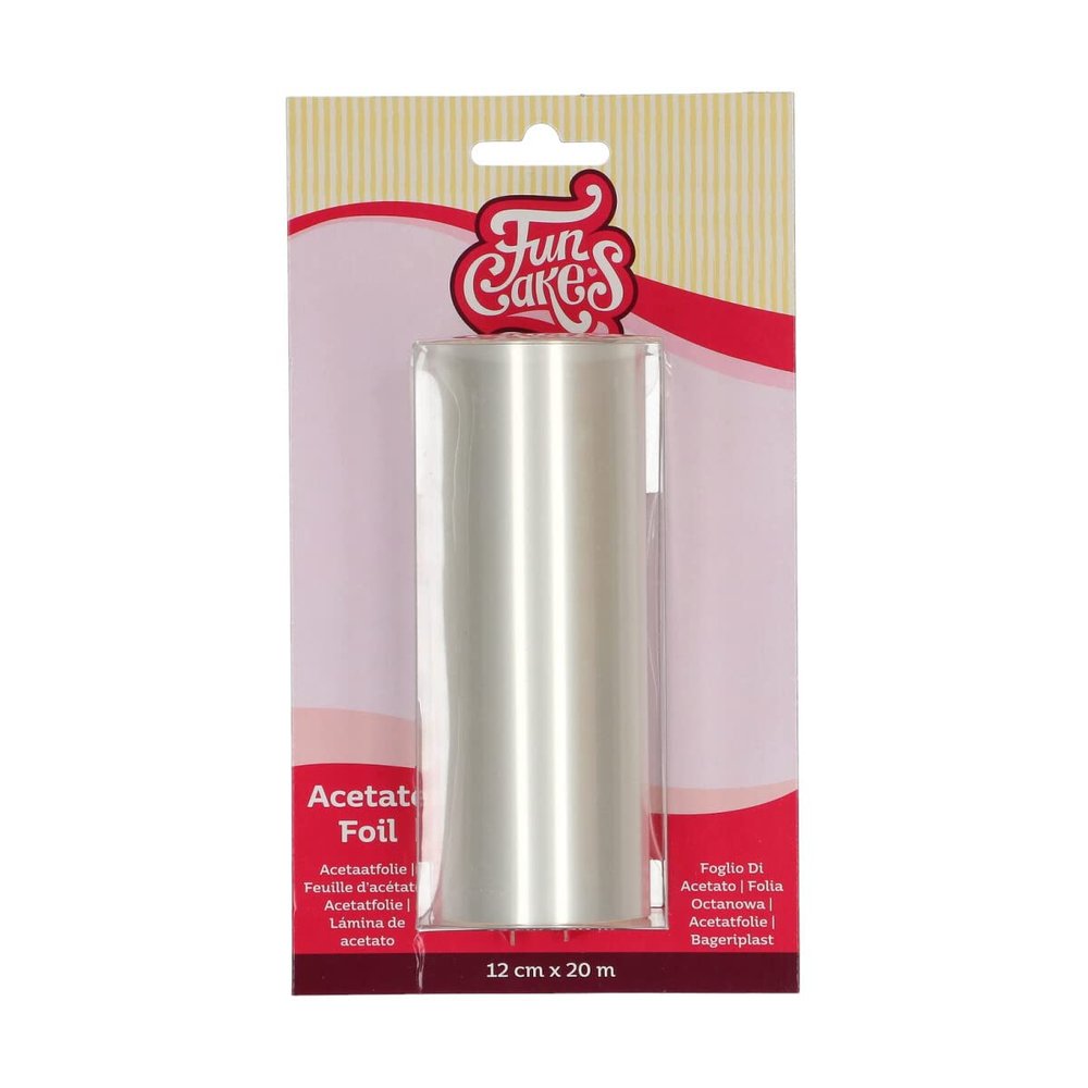 FunCakes Acetate Foil: Foodsafe, Suitable for Chocolate, Suitable for Making Cheesecake and Bavarois, 12 cm x 20 m