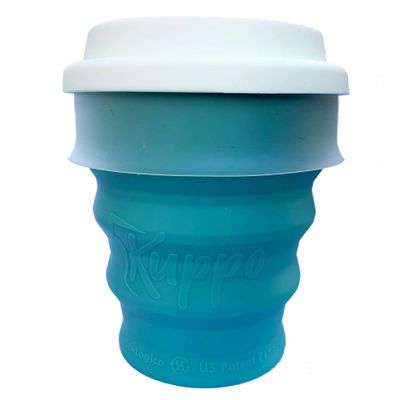 Kuppo Eco-friendly Compact Portable Lightweight Nontoxic Plastic-free Drinking Silicone Rubber Cup US Patented (Sky Blue)