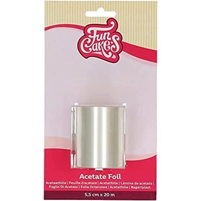 FunCakes Acetate Foil: Foodsafe, Suitable for Chocolate, Suitable for Making Cheesecake and Bavarois, 5,5 cm x 20 m