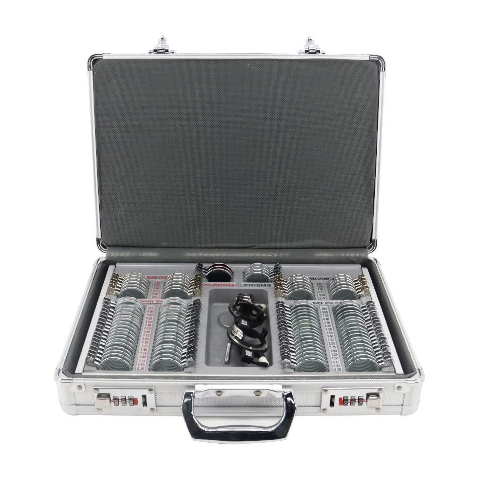 Optometry Equipment 104 Trial Lens Set Metal Rims Aluminium Case + Free Frame