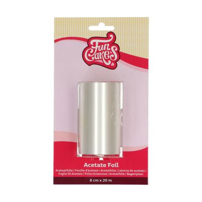 FunCakes Acetate Foil: Foodsafe, Suitable for Chocolate, Suitable for Making Cheesecake and Bavarois, 8 cm x 20 m