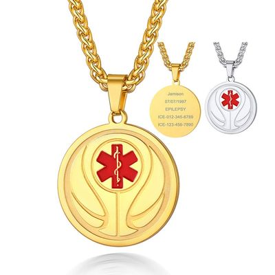 Supcare Life Alert Necklace Medical Id Tags Necklaces for Men Basketball Chain Mens Jewelry Custom Necklaces