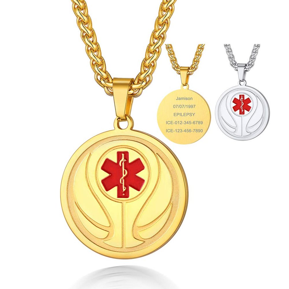 Supcare Life Alert Necklace Medical Id Tags Necklaces for Men Basketball Chain Mens Jewelry Custom Necklaces