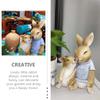 Happyyami Garden Decoration Bunny Photography Props Easter Mini Bunny Figurines Cute Bunny Figures Outside Toys Animal Model Moss Micro Landscape Ornaments Mini Toy Dashboard Rabbit Resin view 3