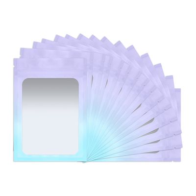 100 Pack Smell Proof Bags 3.3 x 5.1 Inch Mylar Bags with Clear Window Foil Pouch Bag Flat Bag Matte Gradient Color