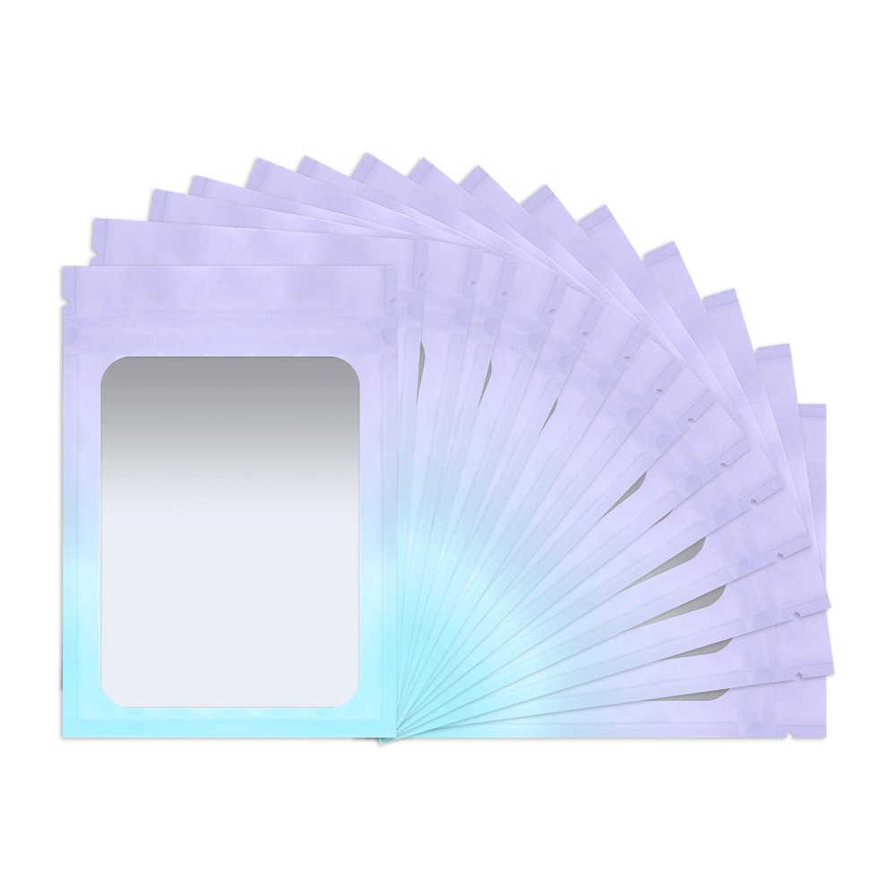 100 Pack Smell Proof Bags 3.3 x 5.1 Inch Mylar Bags with Clear Window Foil Pouch Bag Flat Bag Matte Gradient Color