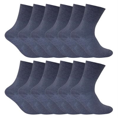 12 Pack Womens Viloft Non Binding Thermal Diabetic Socks | Sock Snob (5-9, Dark Blue)