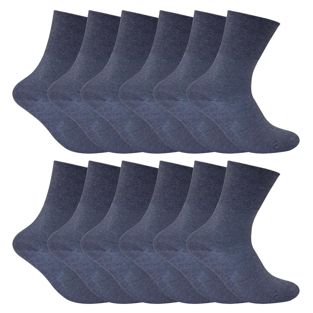12 Pack Womens Viloft Non Binding Thermal Diabetic Socks | Sock Snob (5-9, Dark Blue)