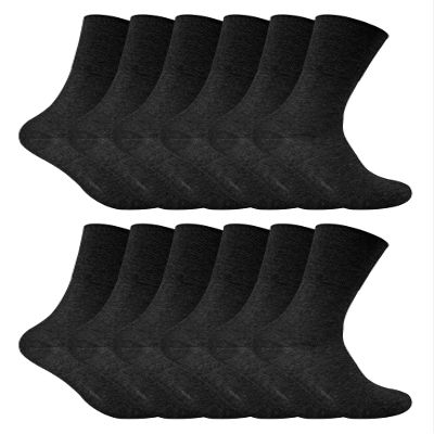 12 Pack Womens Viloft Non Binding Thermal Diabetic Socks | Sock Snob (5-9, Black)