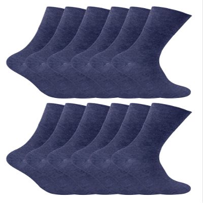 12 Pack Mens Viloft Non Binding Thermal Diabetic Socks | Sock Snob (7-12, Navy)