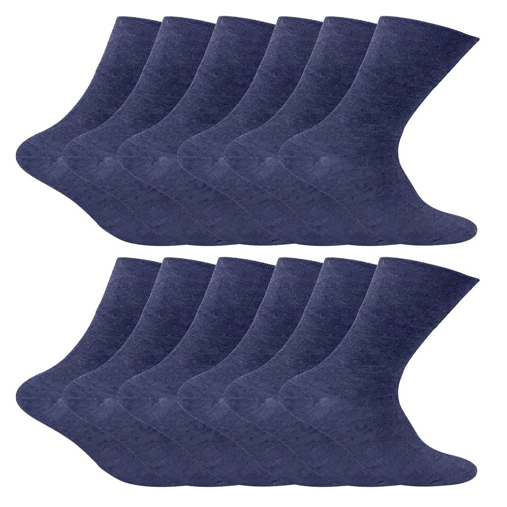 12 Pack Mens Viloft Non Binding Thermal Diabetic Socks | Sock Snob (7-12, Navy)