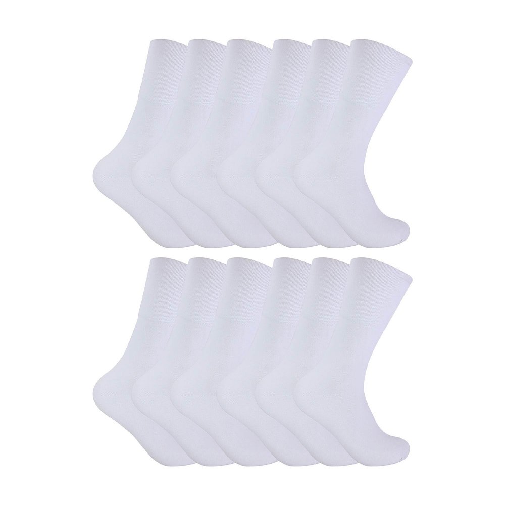 12 Pack Mens Viloft Non Binding Thermal Diabetic Socks | Sock Snob (7-12, White)