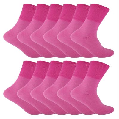 12 Pack Womens Viloft Non Binding Thermal Diabetic Socks | Sock Snob (5-9, Pink)