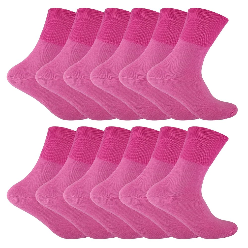 12 Pack Womens Viloft Non Binding Thermal Diabetic Socks | Sock Snob (5-9, Pink)