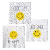 60 Count Smiley Face Party Napkins, 3 Packs of 20, 3 Ply Paper, Luncheon Size 6.75 x 6.75 Inches, Yellow and Black on White view 1