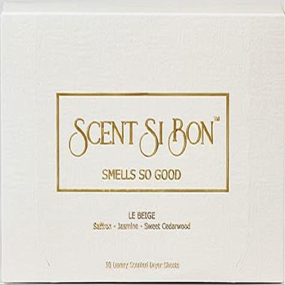 Scent Si Bon Luxury Scented Dryer Sheets, 50 Sheets, Le Beige Scent With Saffron, Jasmine, Sweet Cedarwood, Fragrant Clothing Freshener, Fabric Softener, Reduce Static and Wrinkles