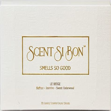 Scent Si Bon Luxury Scented Dryer Sheets, 50 Sheets, Le Beige Scent With Saffron, Jasmine, Sweet Cedarwood, Fragrant Clothing Freshener, Fabric Softener, Reduce Static and Wrinkles