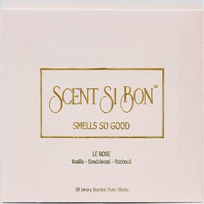 Scent Si Bon Luxury Scented Dryer Sheets, 50 Sheets, Le Rose Scent With Vanilla, Sandalwood, Patchouli, Fragrant Clothing Freshener, Fabric Softener, Reduce Static and Wrinkles