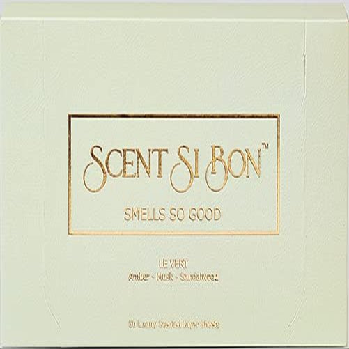 Scent Si Bon Luxury Scented Dryer Sheets, 50 Sheets, Le Vert Scent Inspired by Iconic Perfumes, Amber, Musk, Sandalwood, Fragrant Clothing Freshener, Fabric Softener, Reduce Static and Wrinkles