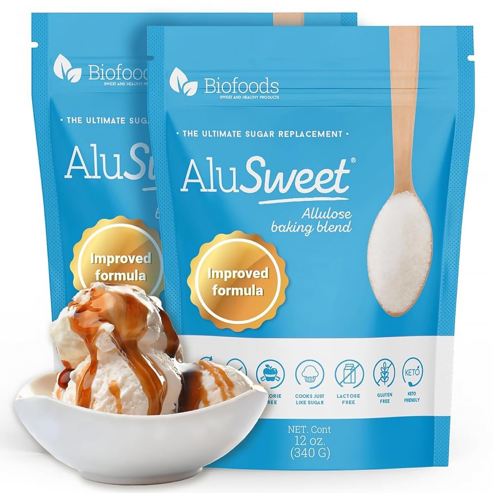 Alusweet Allulose Sweetener Zero Calorie - 24 oz - 1:1 Sugar Substitute, Keto-Friendly, Gluten-Free, Non-Glycemic, Plant-Based Sugar Substitute for Baking, Coffee, Cooking and Drinks