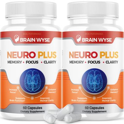 (2 Pack) Neuro Plus Brain and Focus Supplement Brain Wyse Pill (120 Capsules)