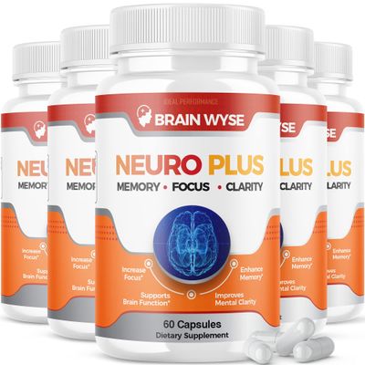 (5 Pack) Neuro Plus Brain and Focus Supplement Brain Wyse Pill (300 Capsules)