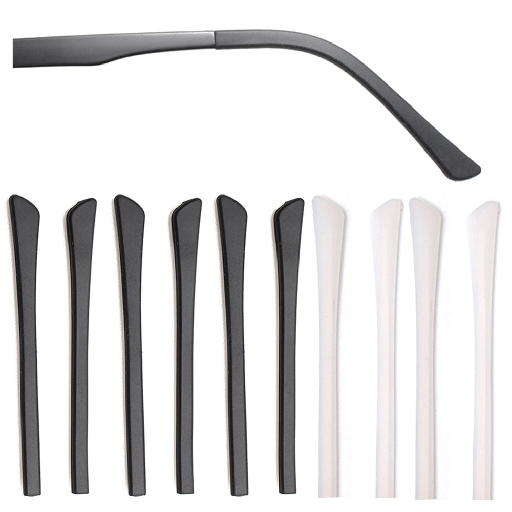 5 Pairs Anti-Slip Silicone Eyeglass End Tips Ear Sock Pieces Tube Eyewear Comfort Replacement Tips for Flat Thin Metal Eyeglass Legs,3Black/2White