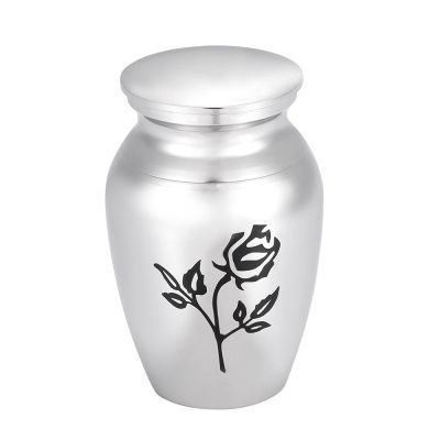 CCZUL 316L Stainless Steel Cremation Urns Ashes Holder Keepskae Memorial Jewelry Casket - Engraved Flower