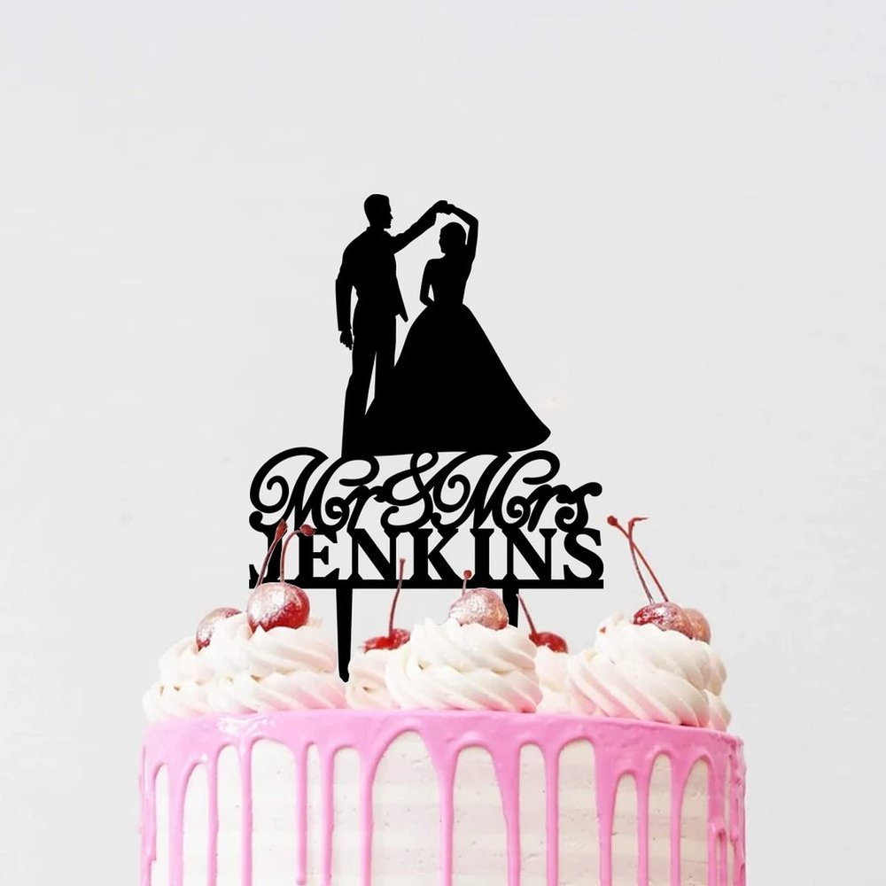Personalized Wedding Cake Topper Fabulous Cake Bunting Decor Cake Cupcake Toppers Mr Mrs Last Name Family Name Customized Cupcake Topper for Anniversary Engagement Bridal Shower Cake Party Decoration