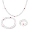 Faux Pearl Necklace Bracelet Ring Jewelry Set 3 Piece Women's Bridal Heart Jewelry view 1