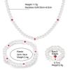Faux Pearl Necklace Bracelet Ring Jewelry Set 3 Piece Women's Bridal Heart Jewelry view 2