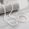 Faux Pearl Necklace Bracelet Ring Jewelry Set 3 Piece Women's Bridal Heart Jewelry view 3