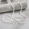 Faux Pearl Necklace Bracelet Ring Jewelry Set 3 Piece Women's Bridal Heart Jewelry view 4