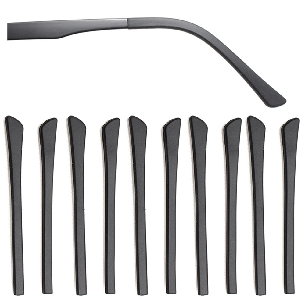 5 Pairs Anti-Slip Silicone Eyeglass End Tips Ear Sock Pieces Tube Eyewear Comfort Replacement Tips for Flat Thin Metal Eyeglass Legs Black