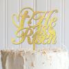 ArogGeld He Is Risen Cake Topper Elegant Wooden Cake Toppers Happy Birthday Custom Baby Grils Boys Any Age Name Birthday Cake Decoration For Girl Women Birthday Party Glitter Wood view 1
