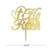 ArogGeld He Is Risen Cake Topper Elegant Wooden Cake Toppers Happy Birthday Custom Baby Grils Boys Any Age Name Birthday Cake Decoration For Girl Women Birthday Party Glitter Wood view 3