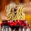 ArogGeld He Is Risen Cake Topper Elegant Wooden Cake Toppers Happy Birthday Custom Baby Grils Boys Any Age Name Birthday Cake Decoration For Girl Women Birthday Party Glitter Wood view 4