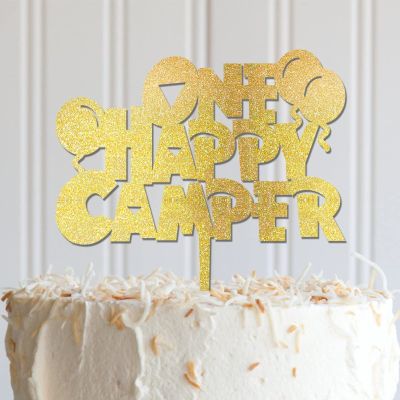 ArogGeld One Happy Cake Topper Elegant Wooden Cake Toppers Happy Birthday Personalized Adventure Awaits Any Age Name Anniversary Party Decoration For Girl Women Birthday Party Glitter Wood
